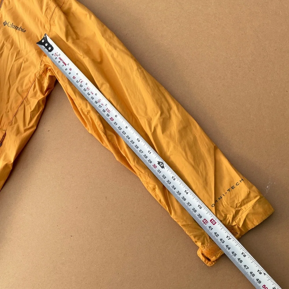 Columbia Rain Jacket Kids S (8) Yellow Hiking Outdoor Omni-Tech Windbreaker